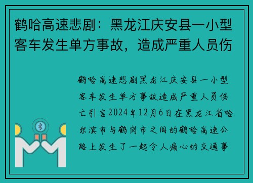 鹤哈高速悲剧：黑龙江庆安县一小型客车发生单方事故，造成严重人员伤亡